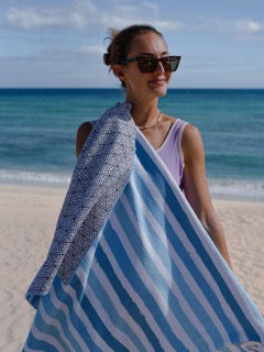 Blue Striped Beach Towel